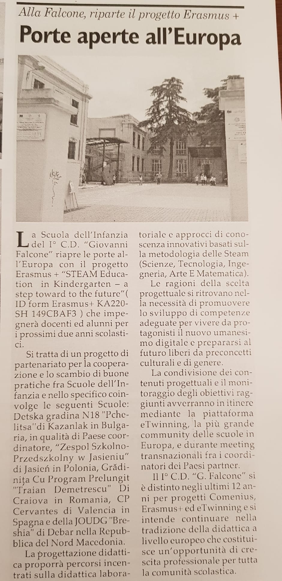 Articolo su Giornale Locale