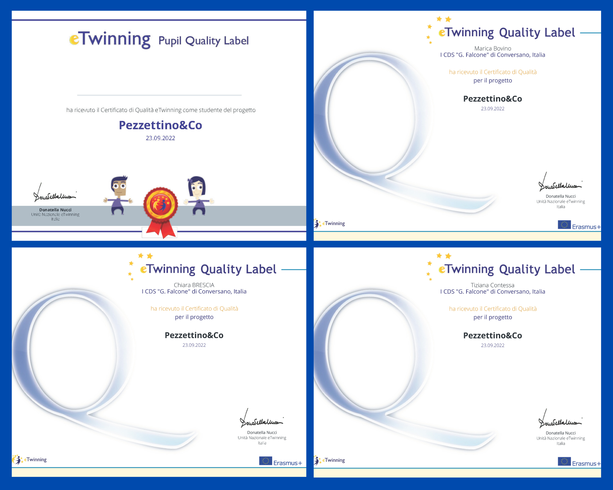 Certificati di qualità degli alunni e delle docenti